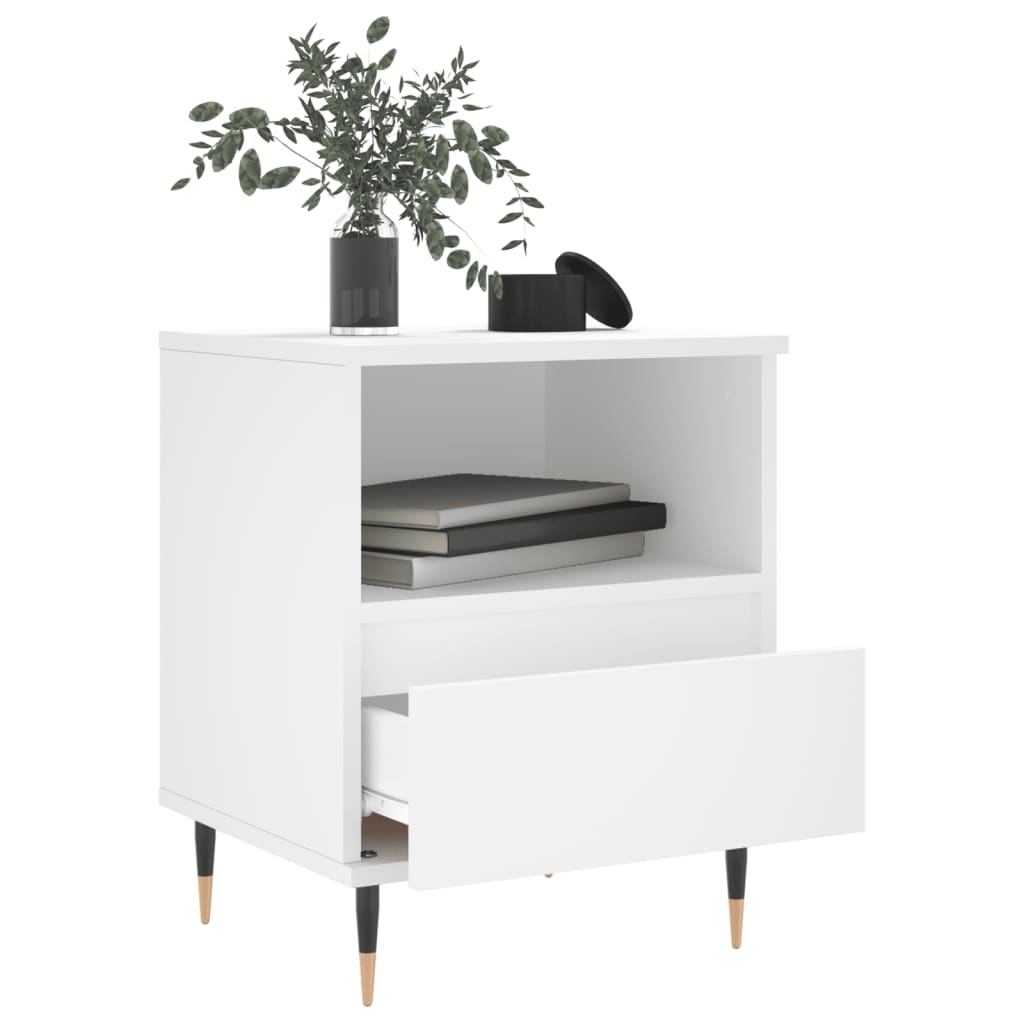 sengeborde 2 stk. 40x35x50 cm konstrueret træ hvid
