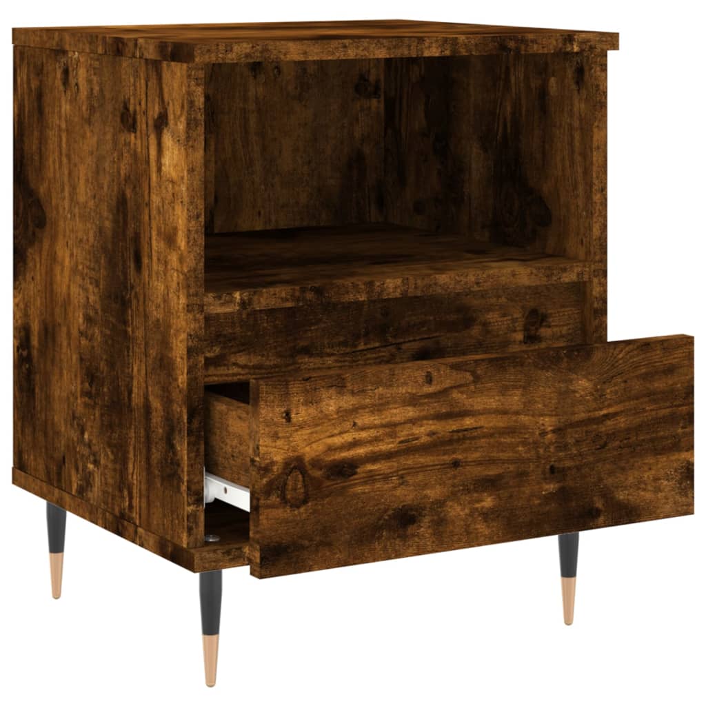 sengebord 40x35x50 cm konstrueret træ røget egetræsfarve