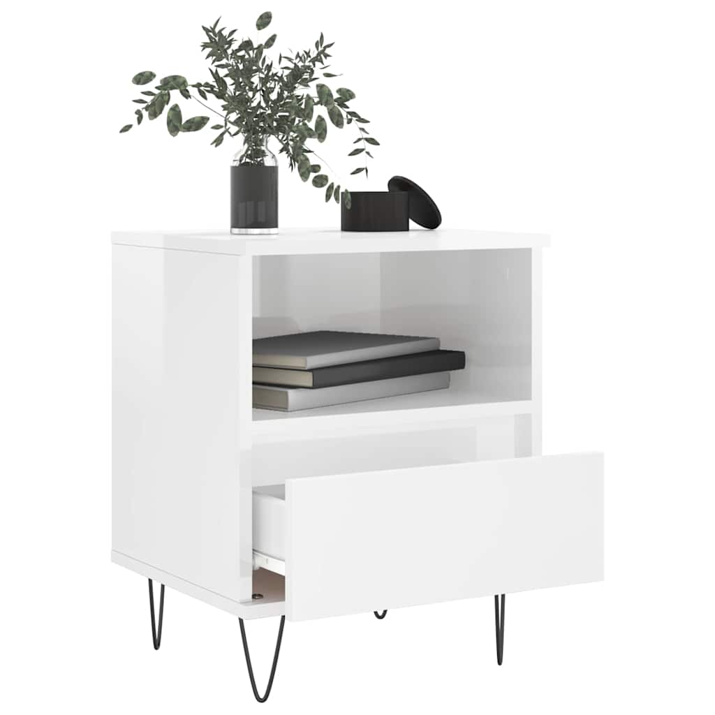 sengeskabe 2 stk. 40x35x50 cm konstrueret træ hvid højglans