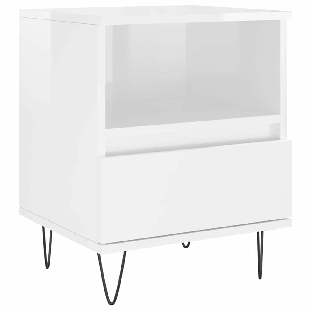 sengeskabe 2 stk. 40x35x50 cm konstrueret træ hvid højglans