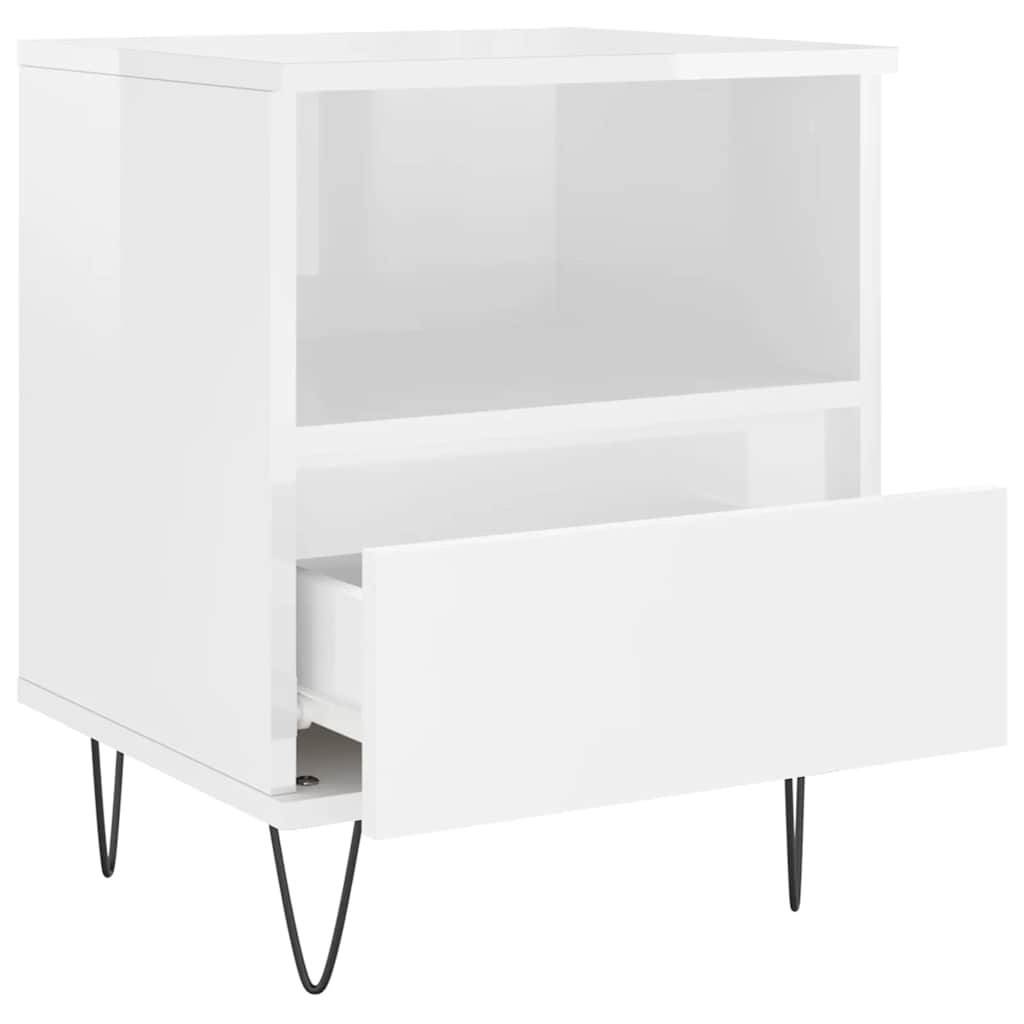sengeskabe 2 stk. 40x35x50 cm konstrueret træ hvid højglans