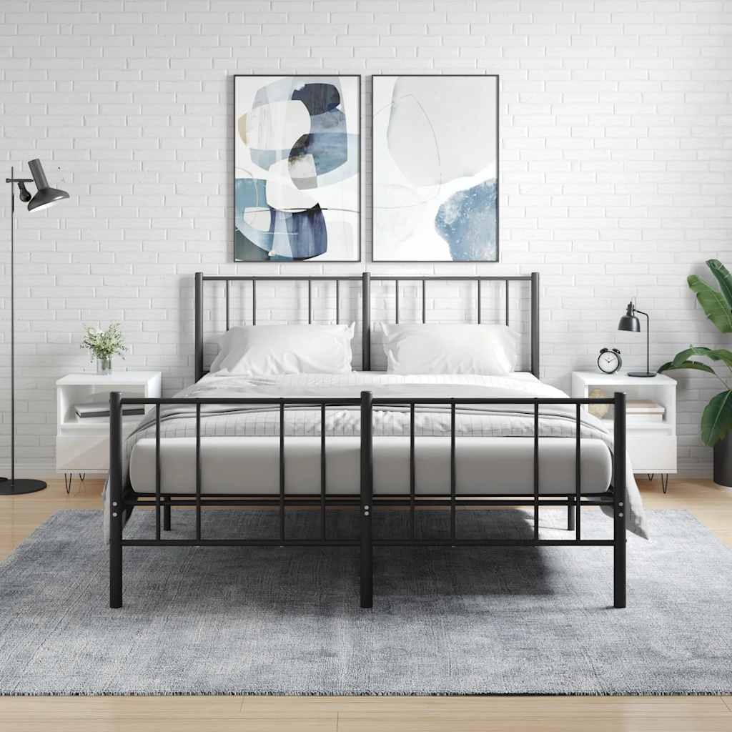 sengeskabe 2 stk. 40x35x50 cm konstrueret træ hvid højglans