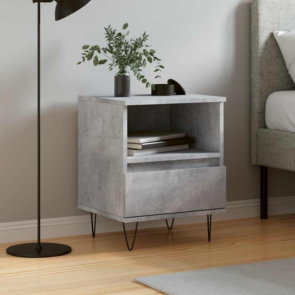 sengebord 40x35x50 cm konstrueret træ betongrå