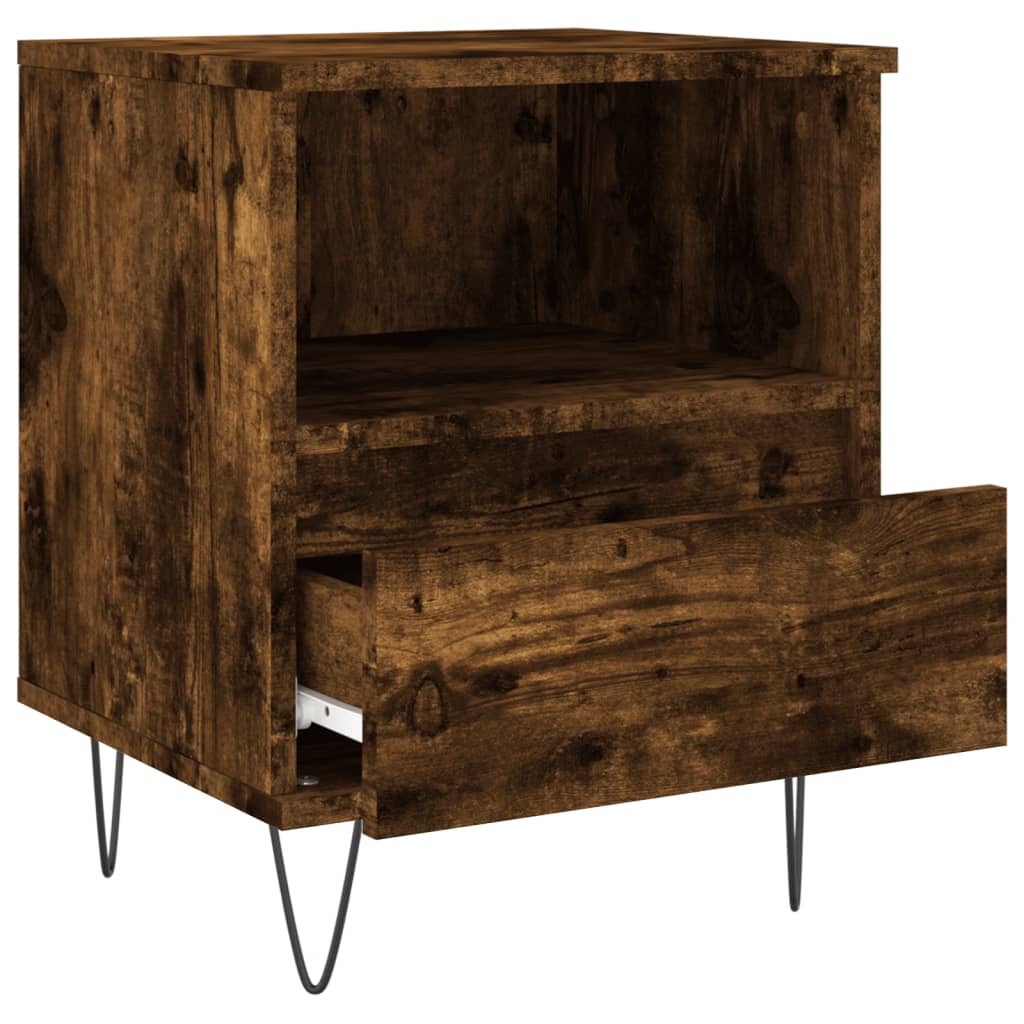 sengebord 40x35x50 cm konstrueret træ røget egetræsfarve