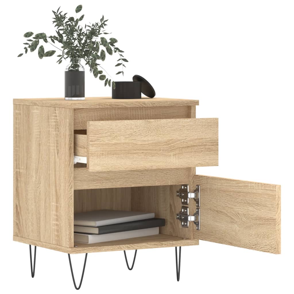 sengeborde 2 stk. 40x35x50 cm konstrueret træ sonoma-eg