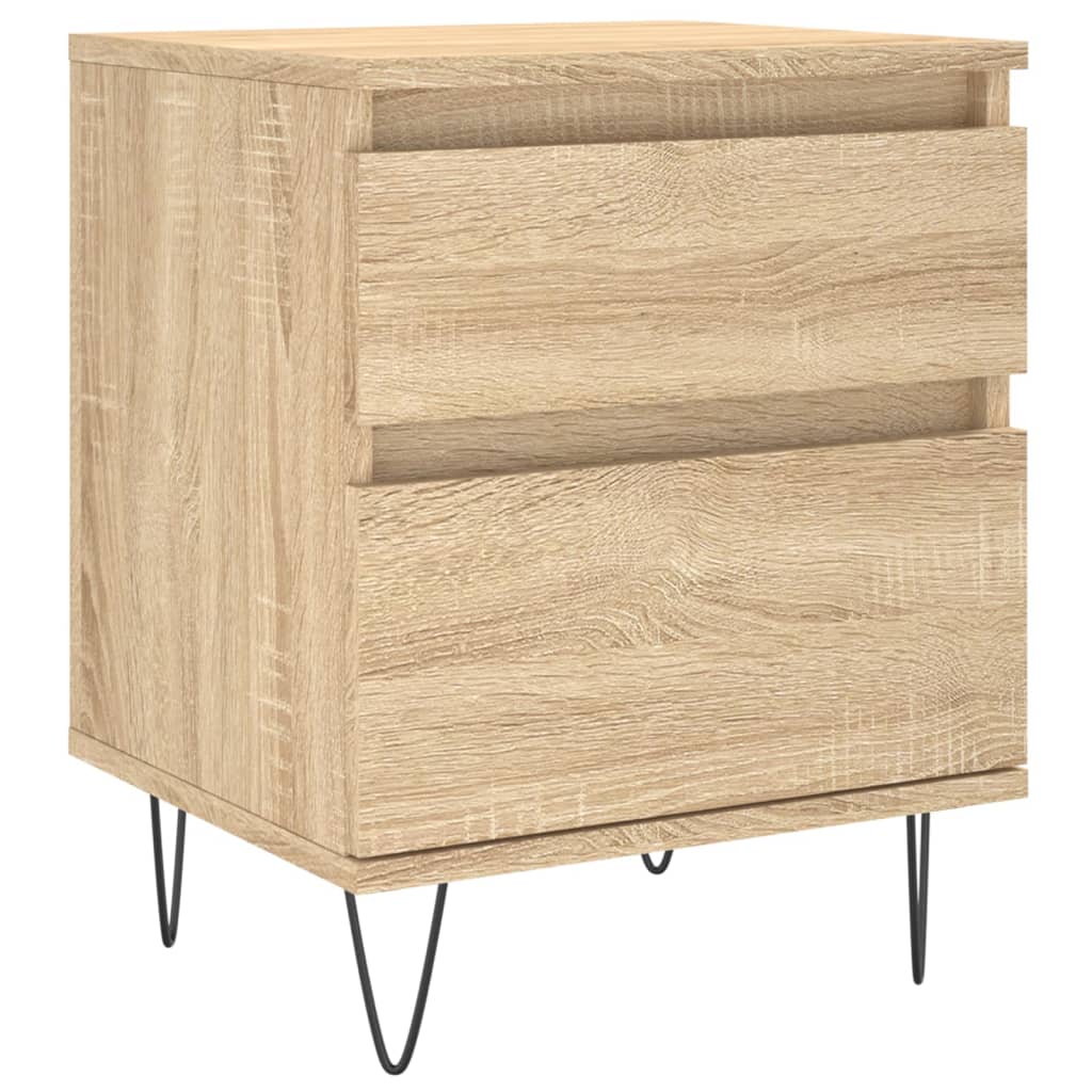 sengeborde 2 stk. 40x35x50 cm konstrueret træ sonoma-eg