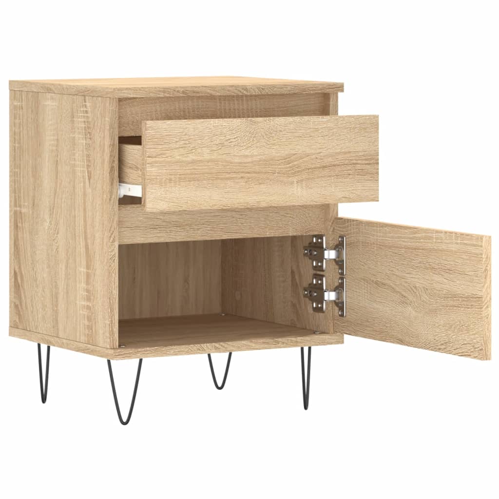 sengeborde 2 stk. 40x35x50 cm konstrueret træ sonoma-eg