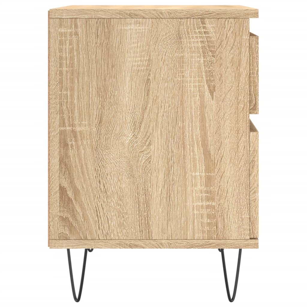 sengeborde 2 stk. 40x35x50 cm konstrueret træ sonoma-eg