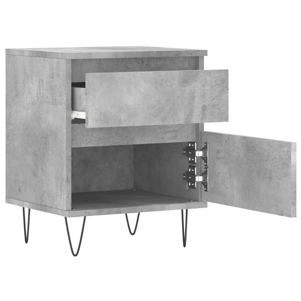 sengeborde 2 stk. 40x35x50 cm konstrueret træ betongrå