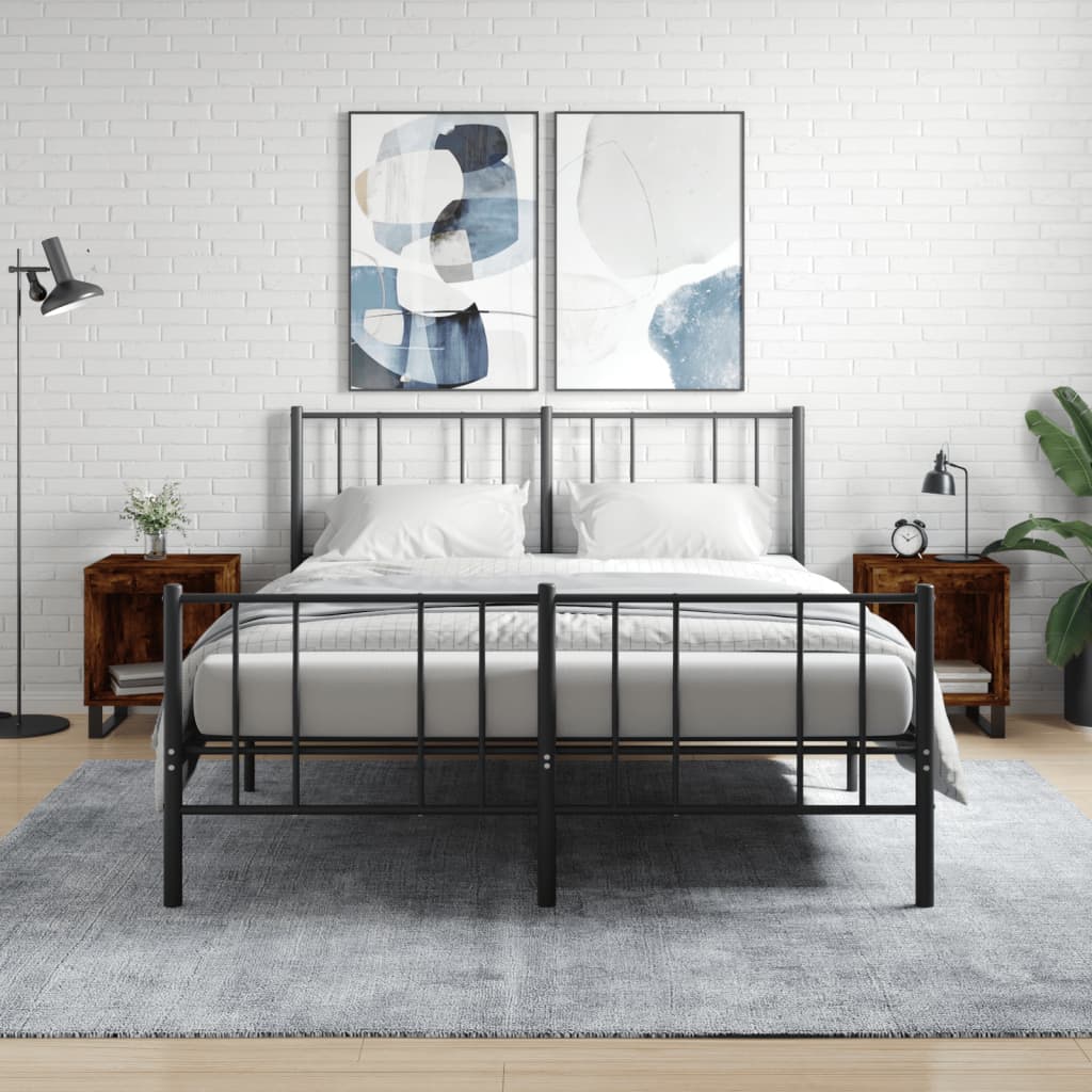 sengeborde 2 stk. 40x35x50 cm konstrueret træ røget egetræ