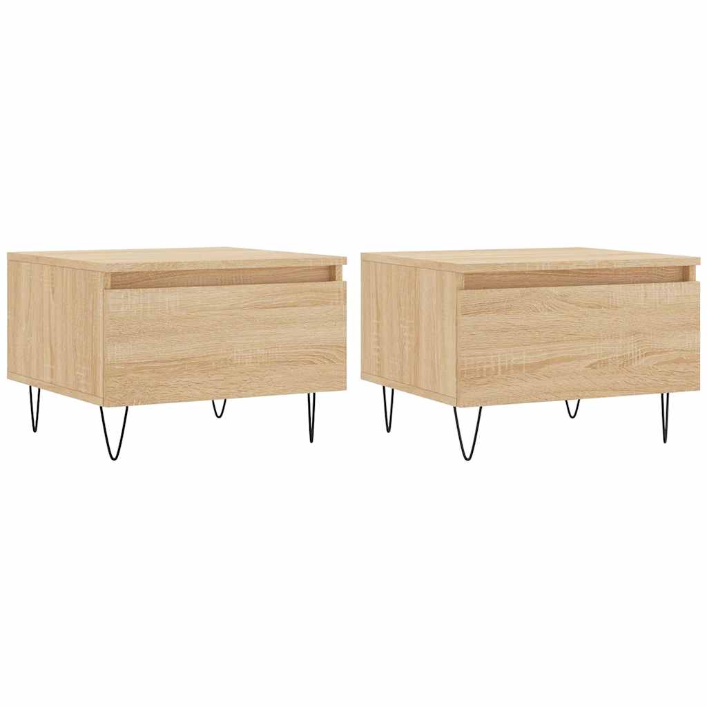sofaborde 2 stk. 50x46x35 cm konstrueret træ sonoma-eg