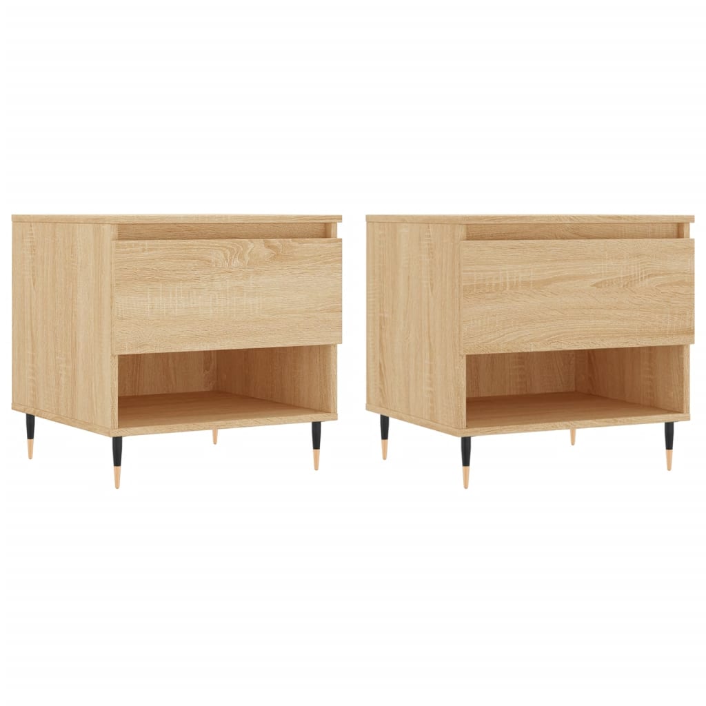 sofaborde 2 stk. 50x46x50 cm konstrueret træ sonoma-eg