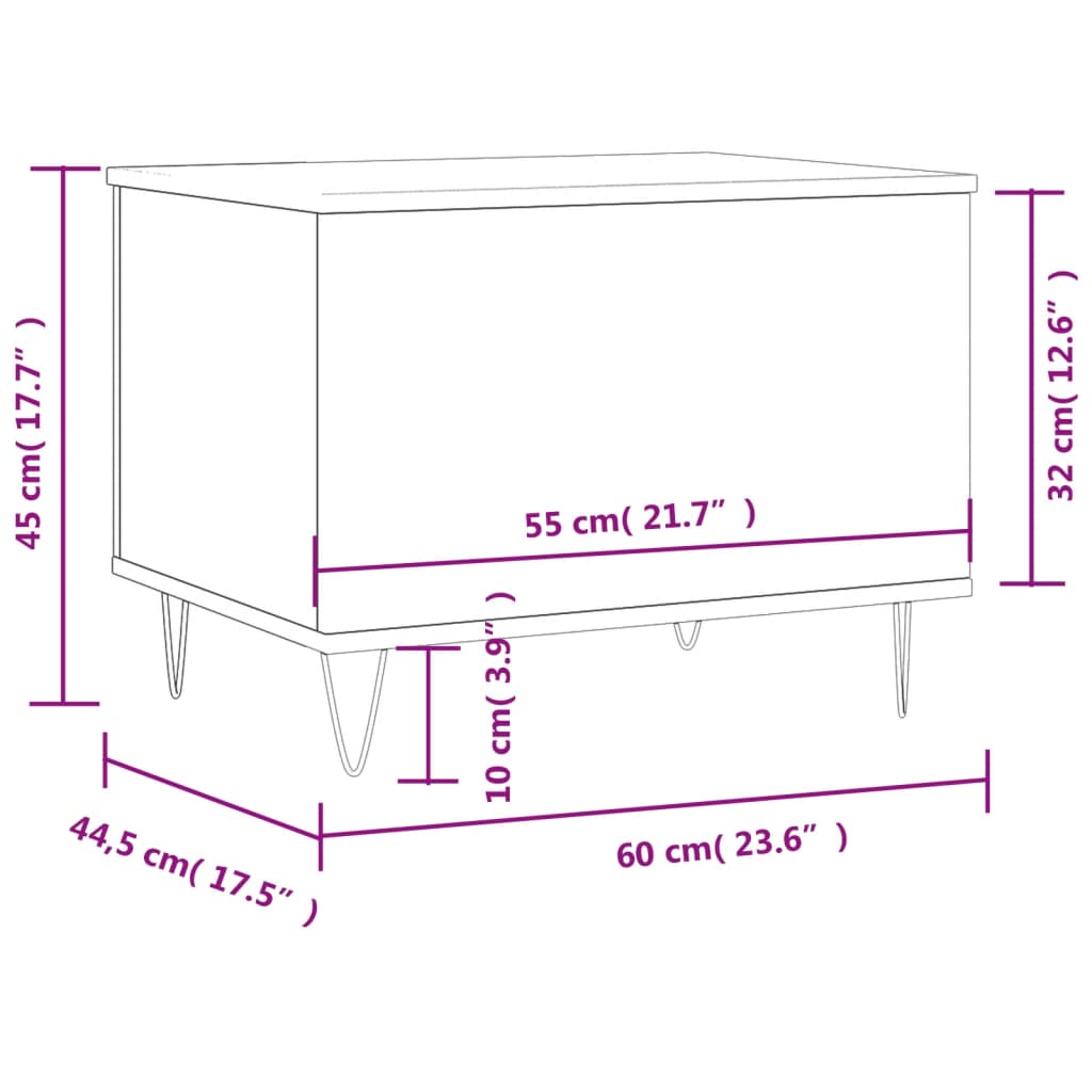 sofabord 60x44,5x45 cm konstrueret træ Grå sonoma-eg