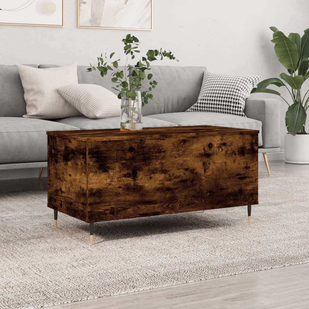 sofabord 90x44,5x45 cm konstrueret træ røget egetræsfarve