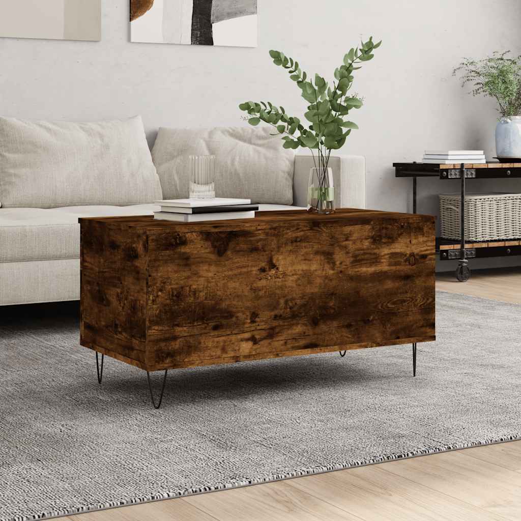 sofabord 90x44,5x45 cm konstrueret træ røget egetræsfarve