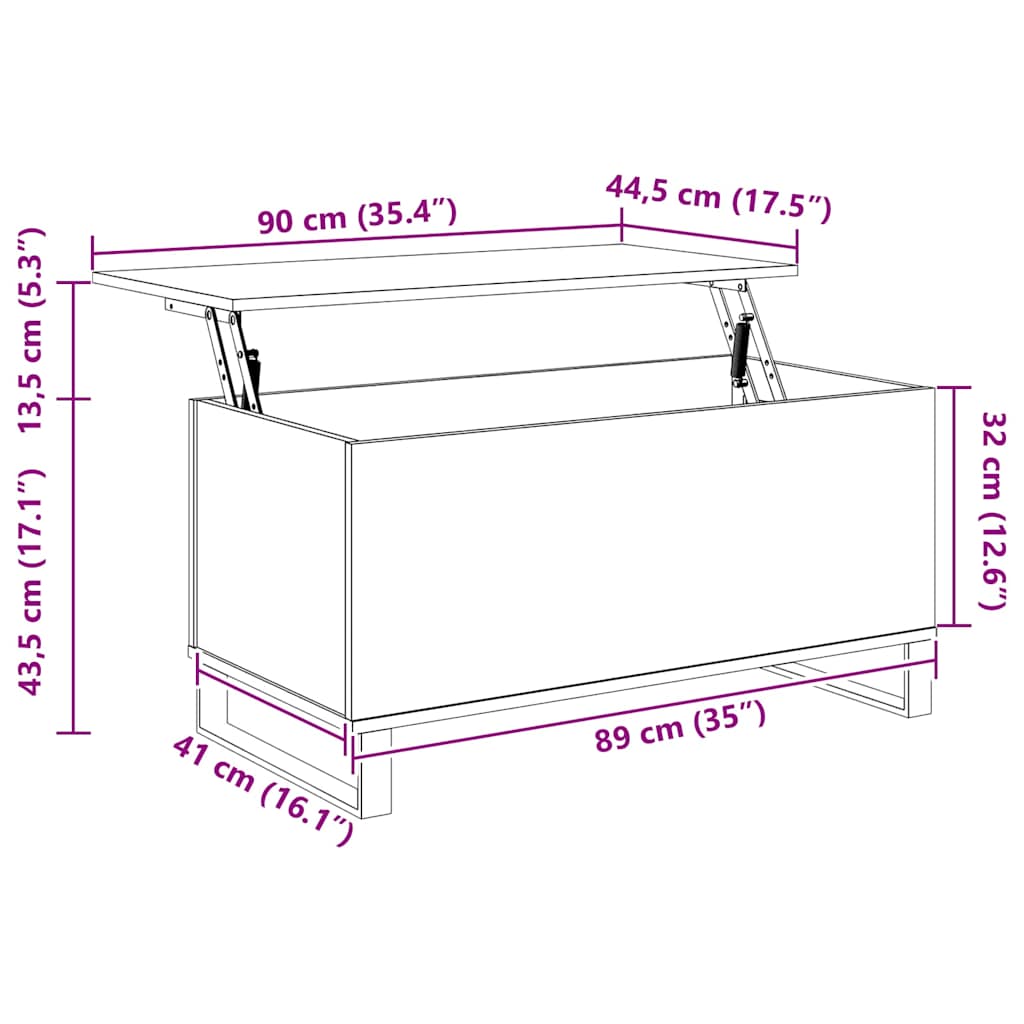 sofabord 90x44,5x45 cm konstrueret træ sonoma-eg grå