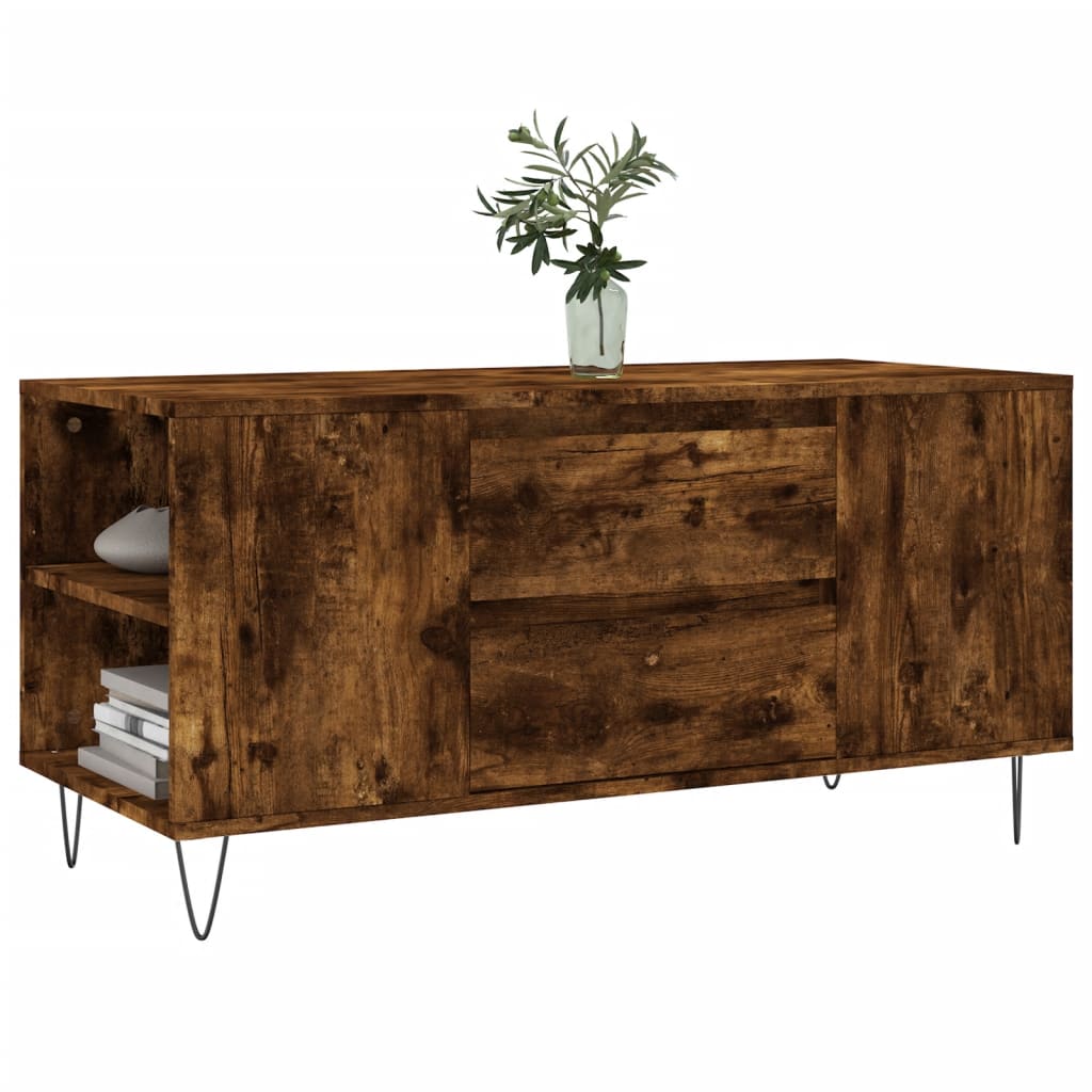 sofabord 102x44,5x50 cm konstrueret træ røget egetræsfarve