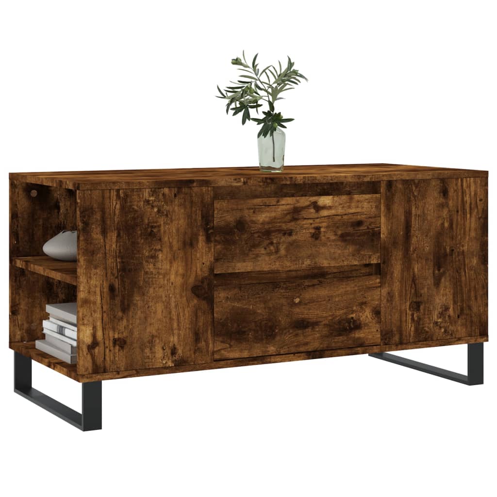 sofabord 102x44,5x50 cm konstrueret træ røget egetræsfarve