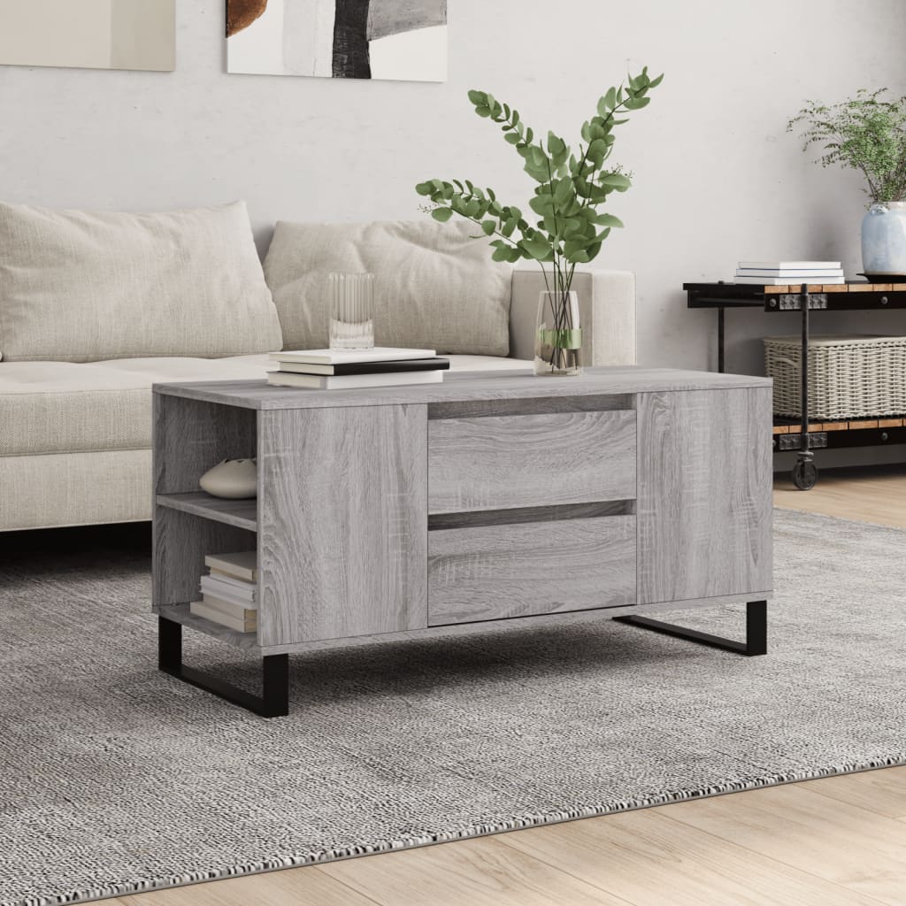 sofabord 102x44,5x50 cm konstrueret træ grå sonoma-eg