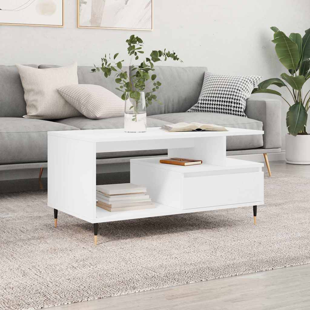 sofabord 90x49x45 cm konstrueret træ hvid