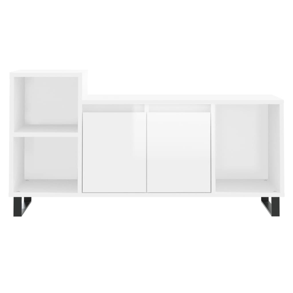 tv-bord 100x35x55 cm konstrueret træ hvid højglans