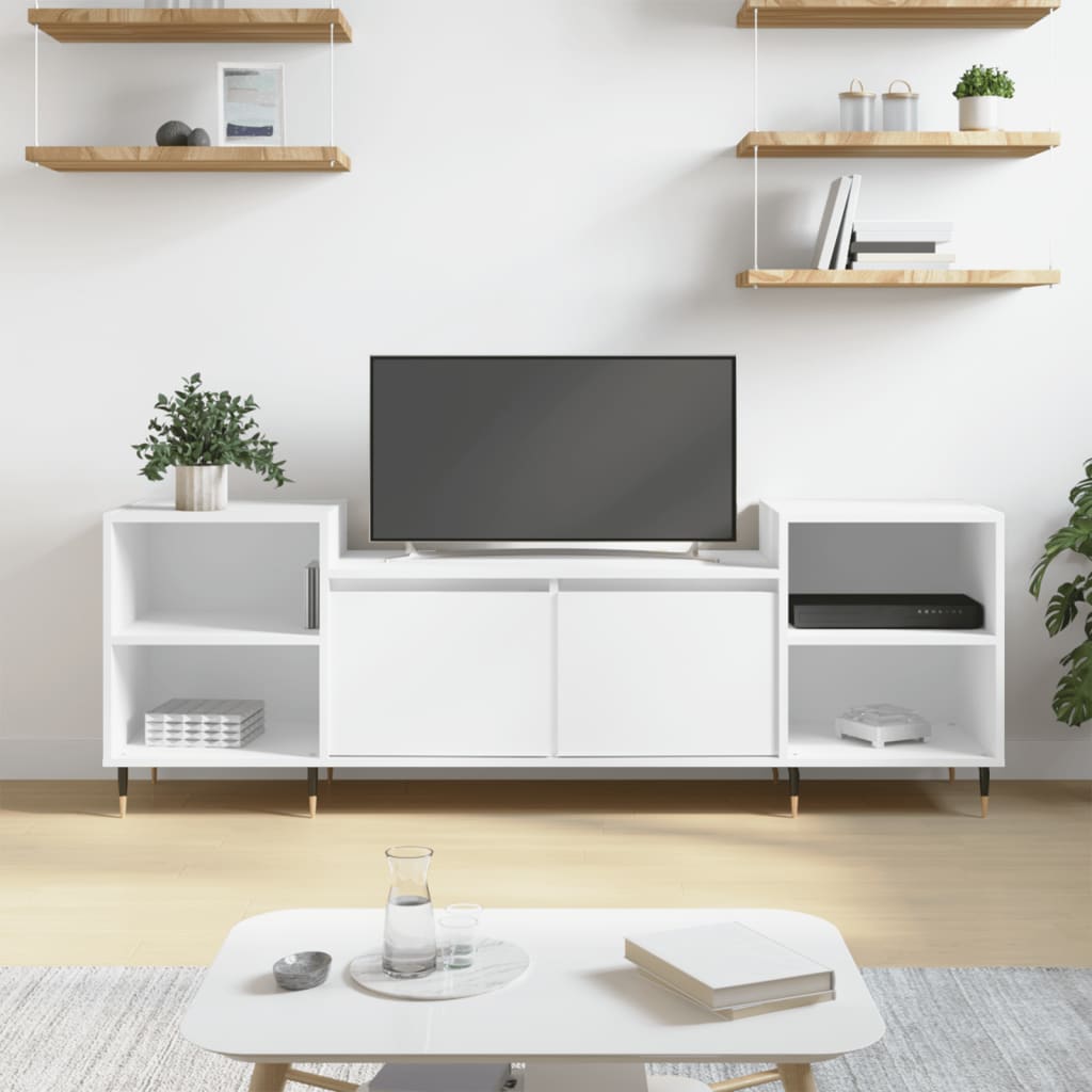 tv-bord 160x35x55 cm konstrueret træ hvid