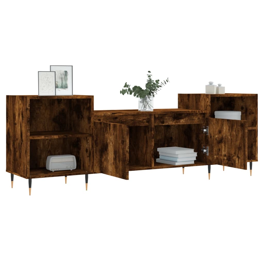 tv-bord 160x35x55 cm konstrueret træ røget egetræsfarve