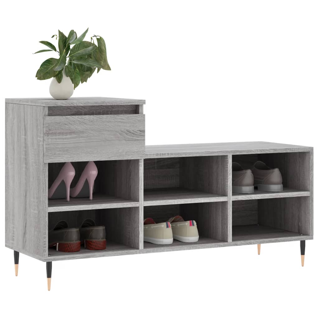skoskab 102x36x60 cm konstrueret træ grå sonoma-eg