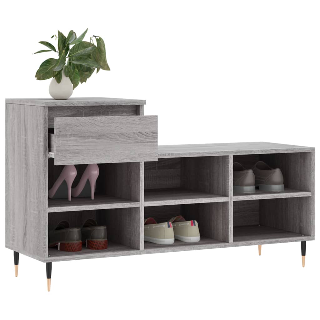 skoskab 102x36x60 cm konstrueret træ grå sonoma-eg