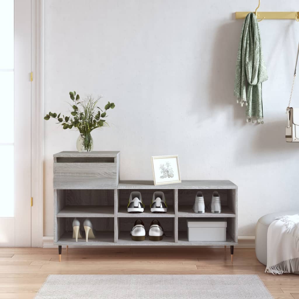 skoskab 102x36x60 cm konstrueret træ grå sonoma-eg