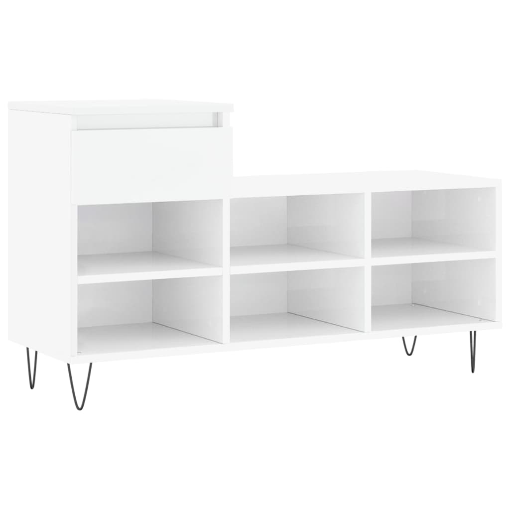 skoreol 102x36x60 cm konstrueret træ hvid højglans