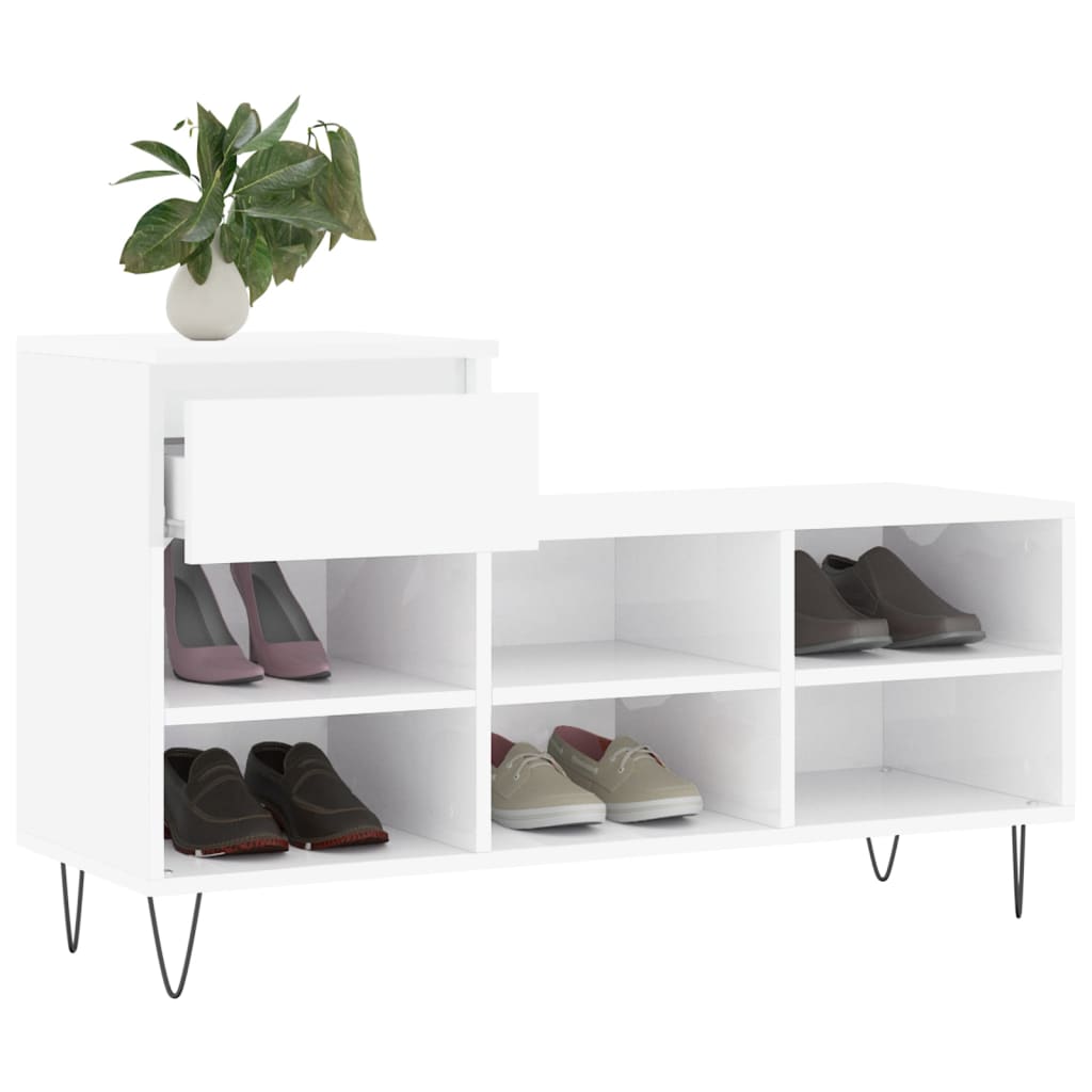 skoreol 102x36x60 cm konstrueret træ hvid højglans