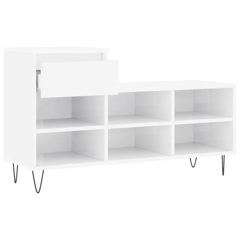 skoreol 102x36x60 cm konstrueret træ hvid højglans
