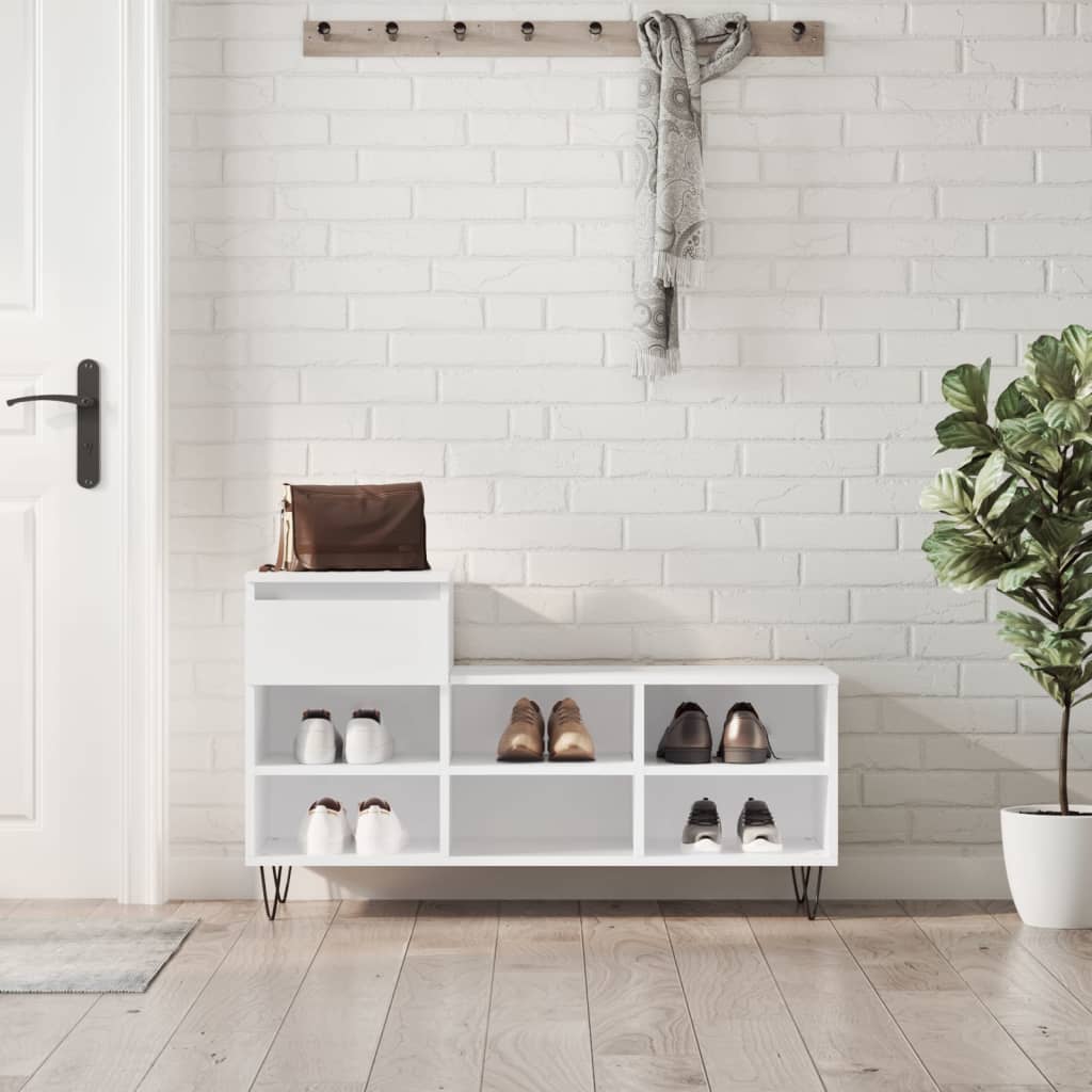skoreol 102x36x60 cm konstrueret træ hvid højglans