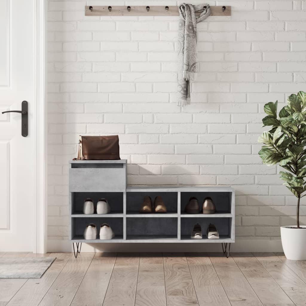 skoreol 102x36x60 cm konstrueret træ betongrå