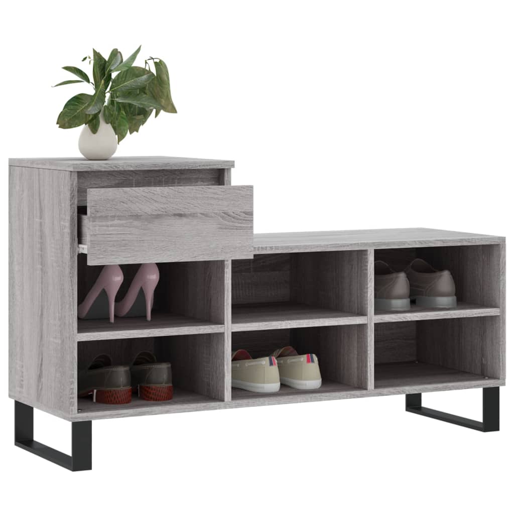 skoskab 102x36x60 cm konstrueret træ grå sonoma-eg