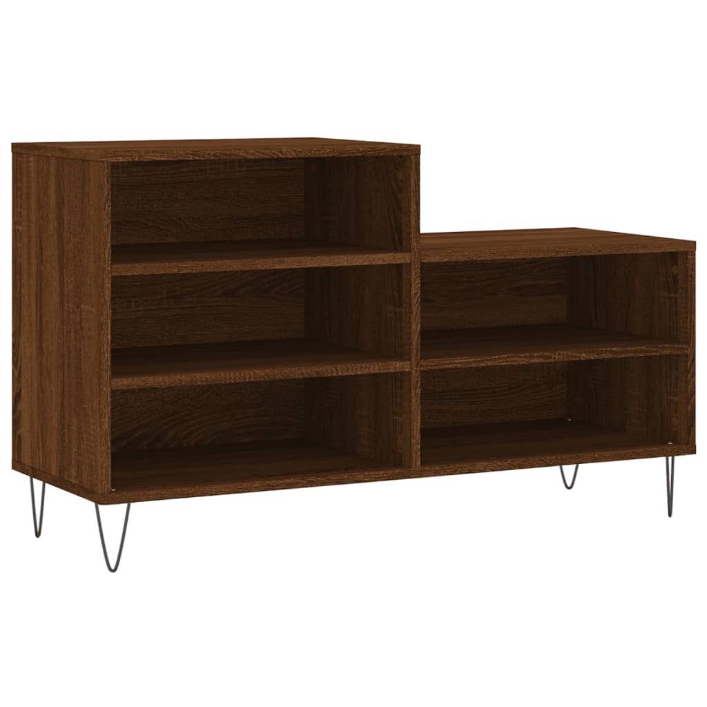 skoskab 102x36x60 cm konstrueret træ brun egetræ