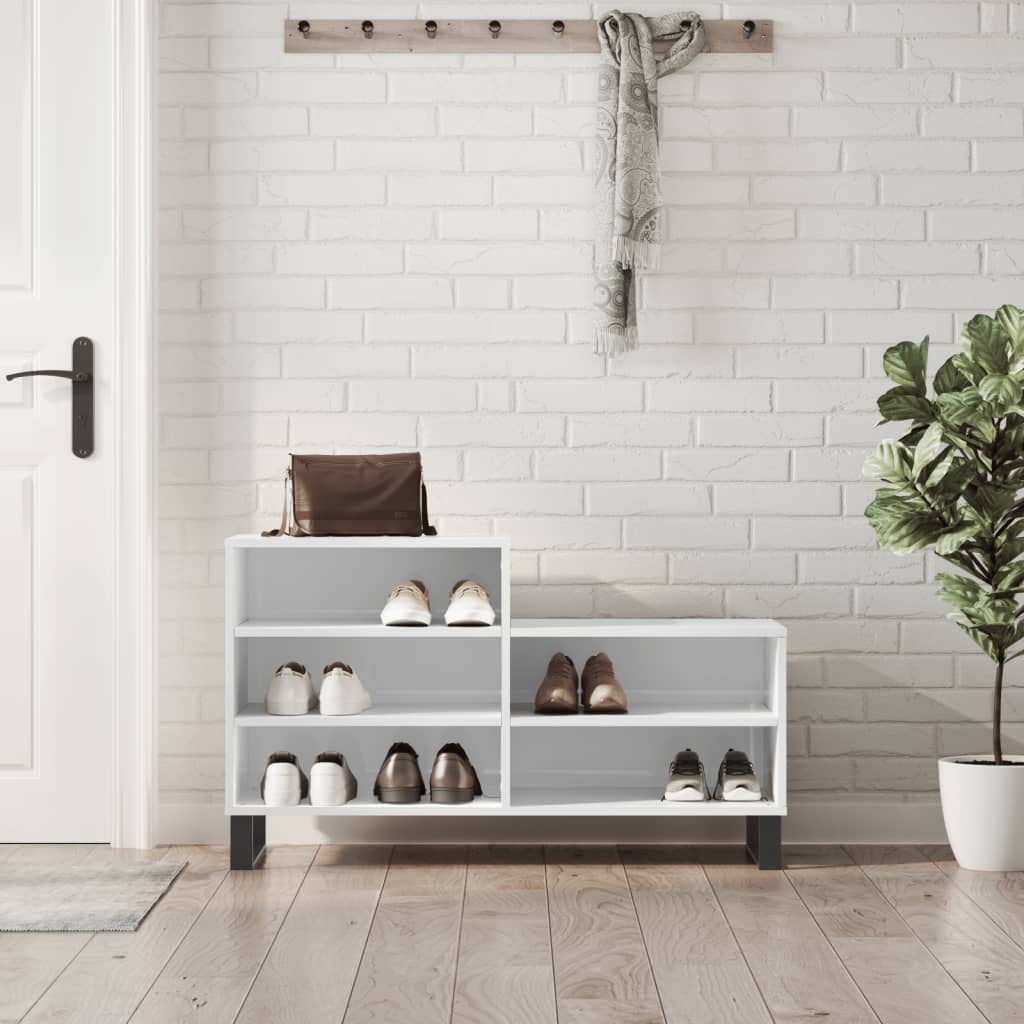 skoreol 102x36x60 cm konstrueret træ hvid højglans