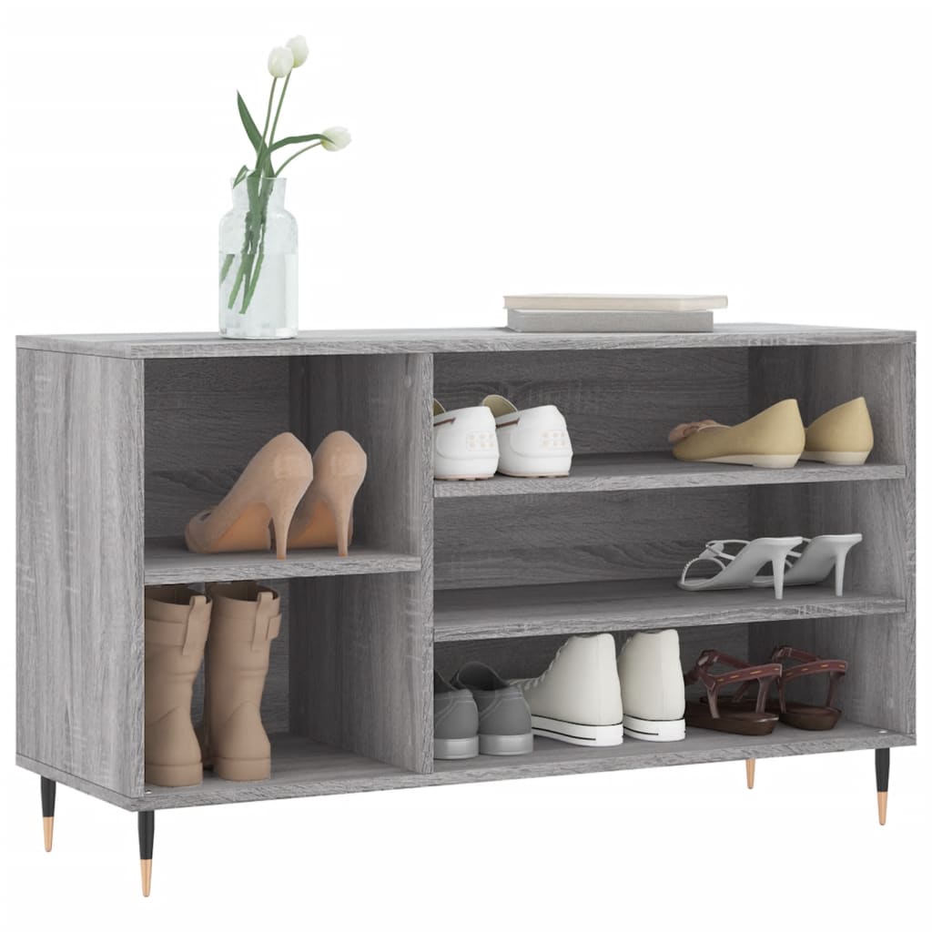 skoskab 102x36x60 cm konstrueret træ grå sonoma-eg