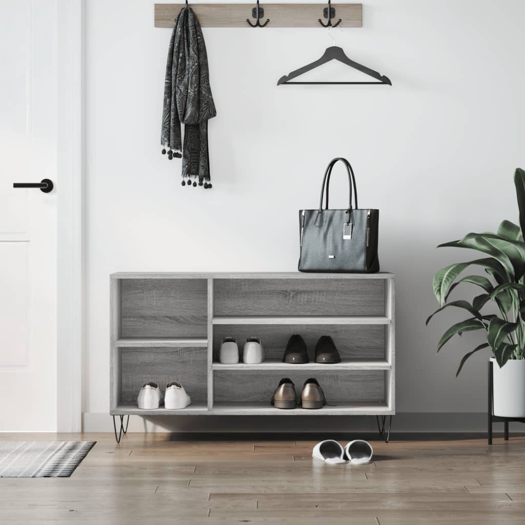 skoskab 102x36x60 cm konstrueret træ grå sonoma-eg
