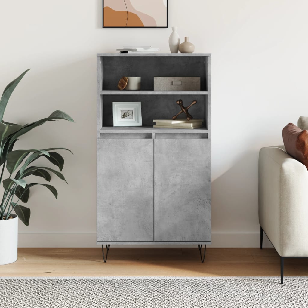 skab 60x36x110 cm konstrueret træ Betongrå