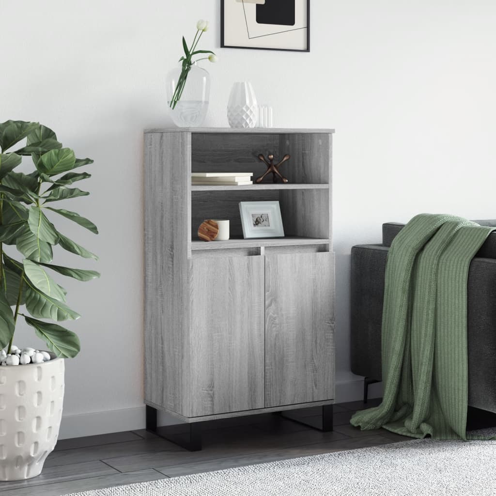 skab 60x36x110 cm konstrueret træ Grå sonoma-eg
