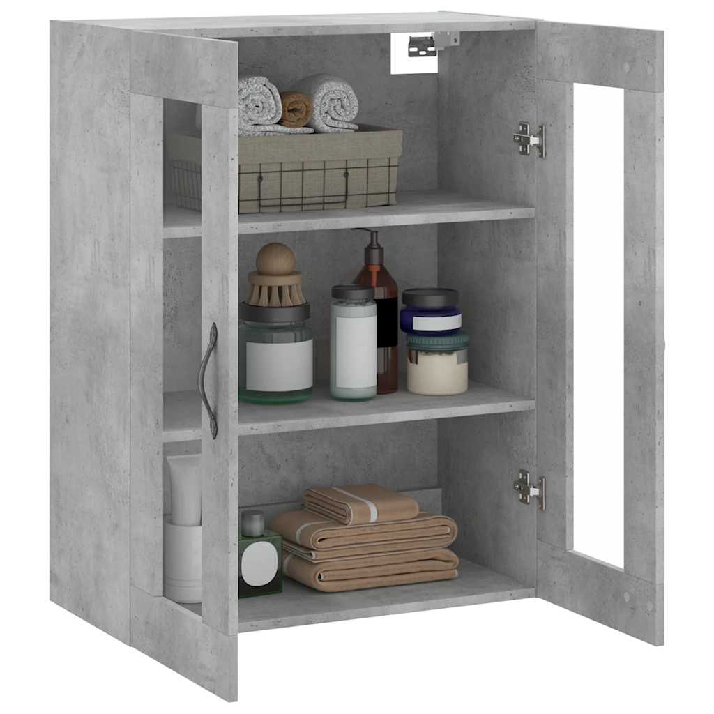 vægskab 69,5x34x90 cm konstrueret træ betongrå
