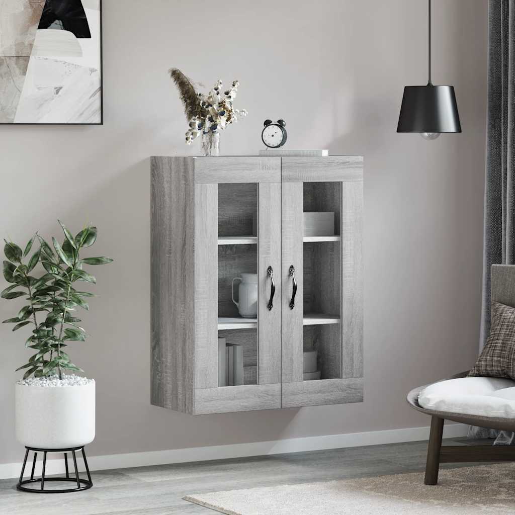 vægskab 69,5x34x90 cm konstrueret træ grå sonoma-eg