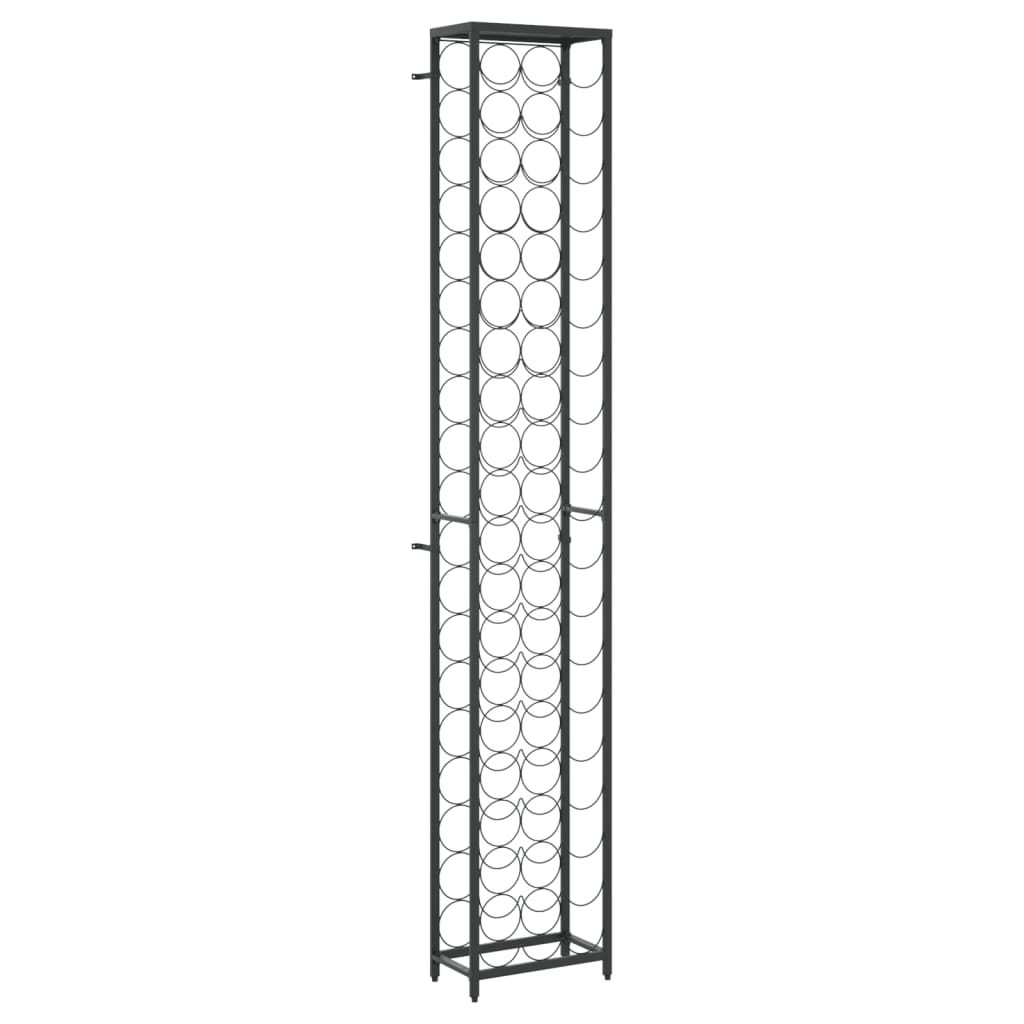 vinreol til 57 flasker 34x18x200 cm smedejern sort