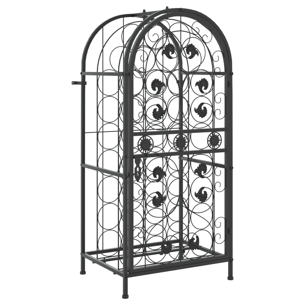vinreol til 33 flasker 45x36x100 cm smedejern sort