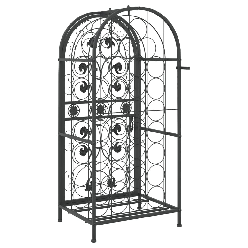 vinreol til 33 flasker 45x36x100 cm smedejern sort