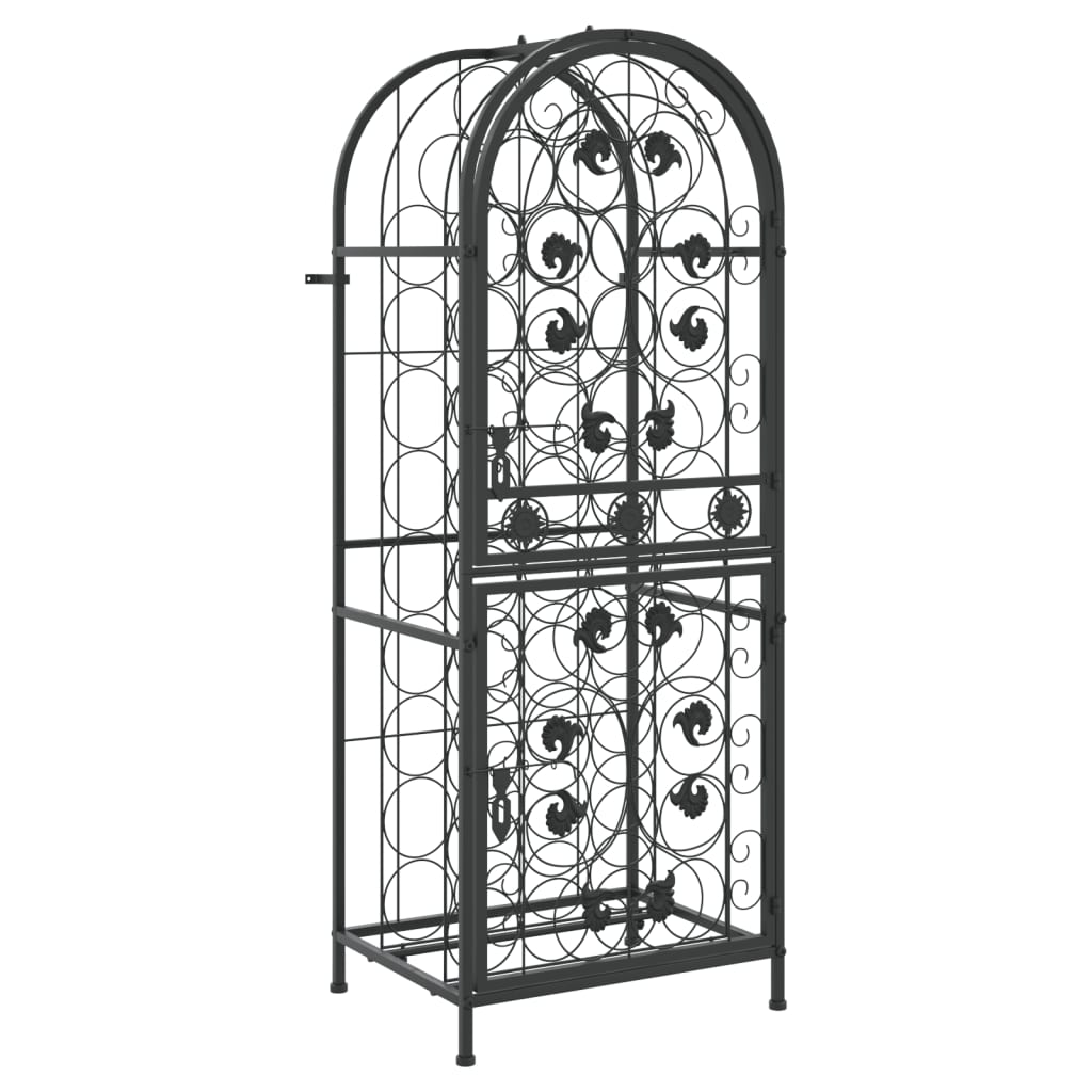 vinreol til 41 flasker 45x36x120 cm smedejern sort