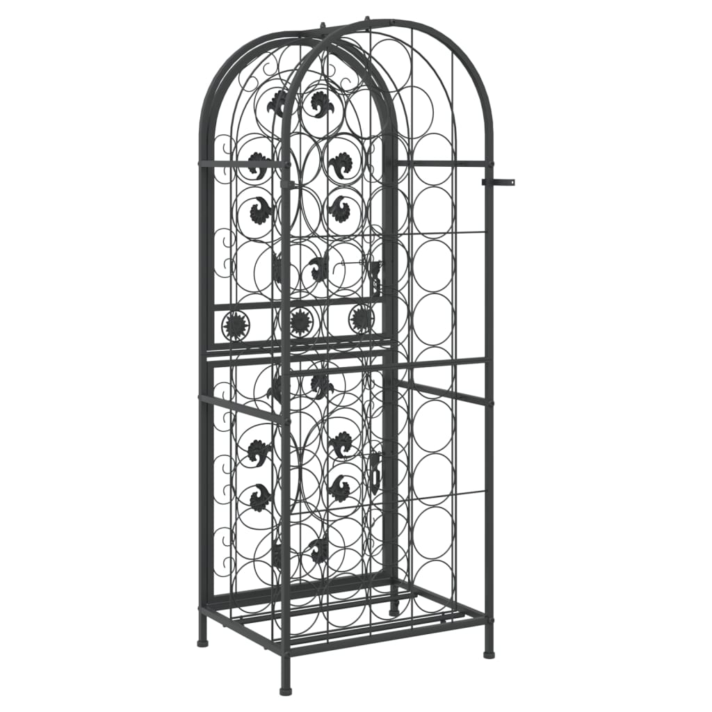 vinreol til 41 flasker 45x36x120 cm smedejern sort