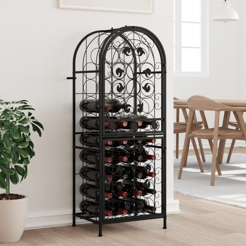 vinreol til 41 flasker 45x36x120 cm smedejern sort